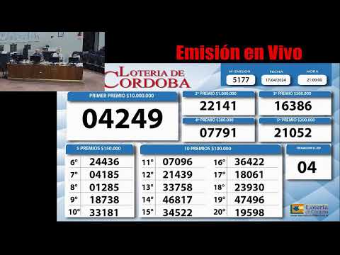 Sorteo Lotería de Córdoba N.º 5177 – 17/04/2024 – 21.00 hs.