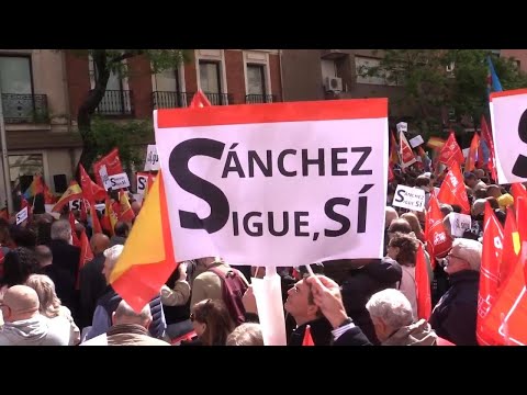 Pedro Sanchez supporters gather near socialist party HQ urging the Spain prime minister to stay on