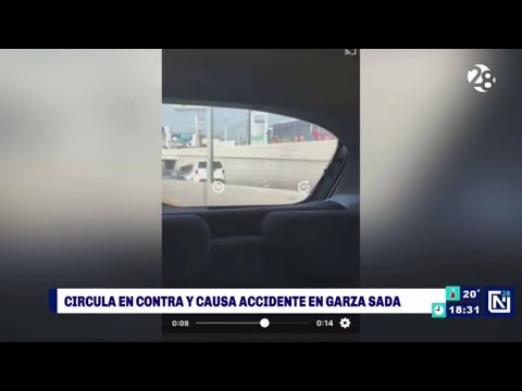 Automovilista circula en contra y causa choque en Garza Sada