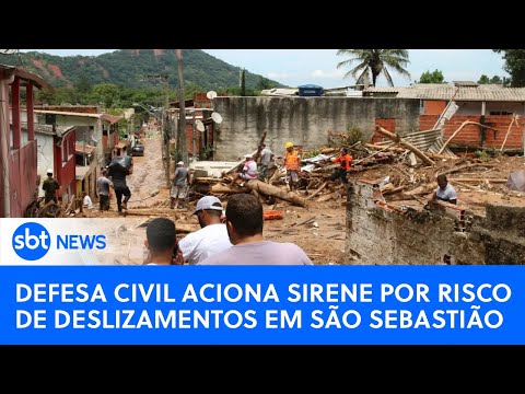 SBT News na TV: Defesa Civil aciona sirene por risco de deslizamentos em São Sebastião (SP)