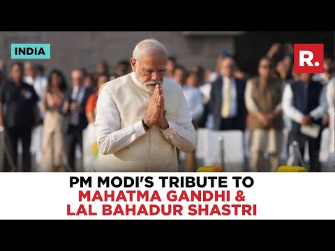 PM Modi Pays Floral Tribute To Mahatma Gandhi & Lal Bahadur Shastri On Their Birth Anniversaries