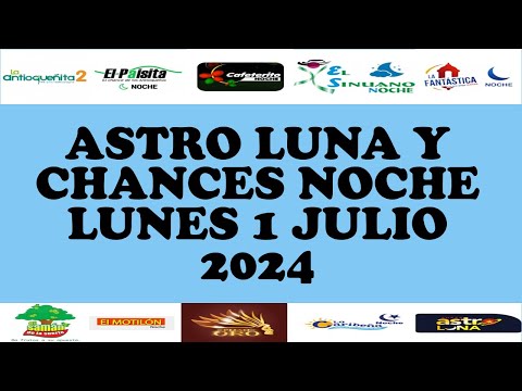 Resultados CHANCES NOCHE de Lunes 1 Julio 2024 ASTRO LUNA DE HOY LOTERIAS DE HOY RESULTADOS