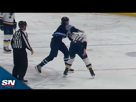 Captains Square Off As Jets Adam Lowry And Blues Brayden Schenn Drop The Gloves