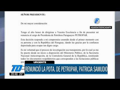 Patricia Samudio renunia a Petropar