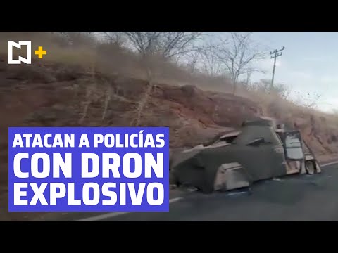 Atacan con dron explosivo a policías de Michoacán en Aguililla