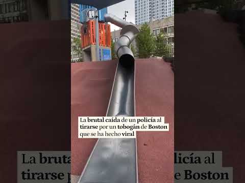 La brutal caída de un policía al tirarse por un tobogán de Boston que ya ha dado la vuelta al mundo