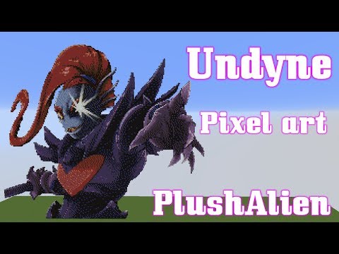 Minecraft Pixel Art SpeedBuild | Undyne