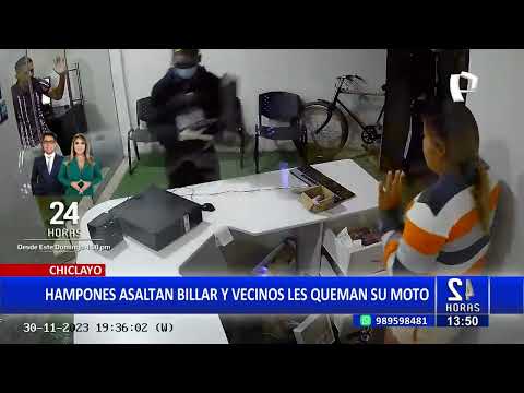 Chiclayo: Vecinos queman mototaxi de hampones que asaltaron billar