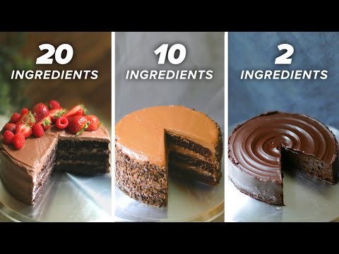 20-Ingredient vs. 10-Ingredient vs. 2-Ingredient Chocolate Cake ? Tasty