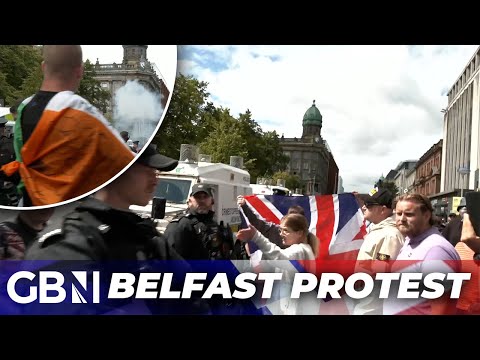 Belfast: Anti-immigration protesters fly Tricolour and Union Jack together - Never seen in my life!