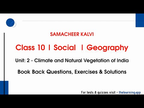 Climate and Natural Vegetation of India Exercises | Class 10 | Geography | Social | Samacheer Kalvi