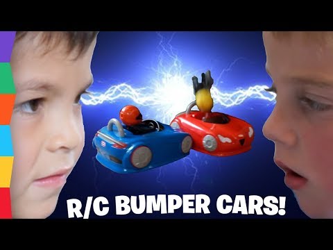 LITTLE TIKES RC BUMPER CARS CHALLENGE!!! and awesome little green men in a surprise egg