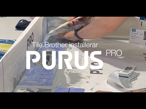 Tile.Brother installerar väggnära golvbrunnen Purus PRO Line