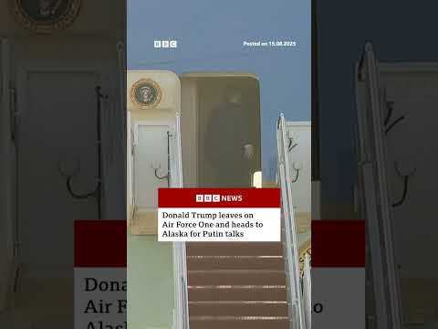 The US president posted "HIGH STAKES" on social media before boarding. #Trump #BBC
