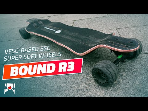 Boundmotor Bound R3 electric skateboard with super soft wheels and customizable ESC