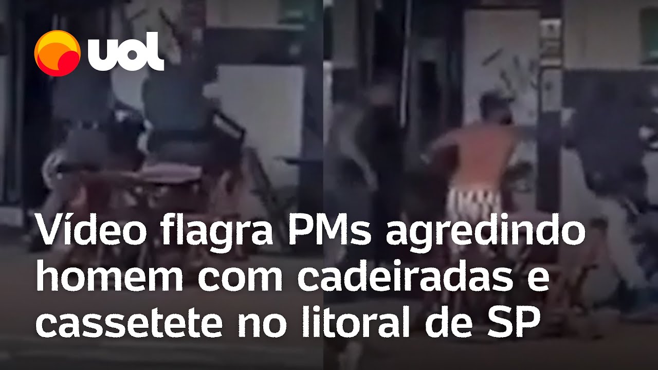 PMs agridem homem com cassetete e cadeirada em padaria no litoral de SP veja vídeo