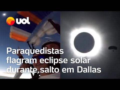 Eclipse solar: Paraquedistas flagram fenômeno durante salto em Dallas, nos EUA; veja vídeo
