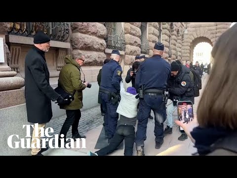 Greta Thunberg dragged by police from climate protest outside Swedish parliament