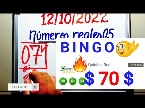 BINGO  70  PREMIO MAYOR lotería REAL/ PALÉ Y SÚPER para GANAR las LOTERÍAS HOY 12/10/2022/SORTEOS