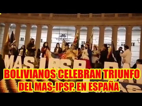 BOLIVIANOS RESIDENTES EN ESPAÑA ASÍ SE CELEBRÓ EL TRIUNFO DEL MAS-IPSP....