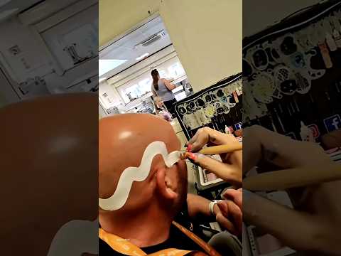 Bald man gets amazing forehead painting #shorts #short #trending #viralshorts #facts #reels