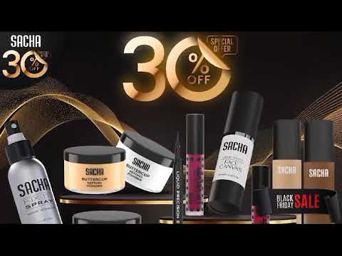 Enjoy an incredible 30% off your entire purchase with Sacha Cosmetics this Black Friday!!!
