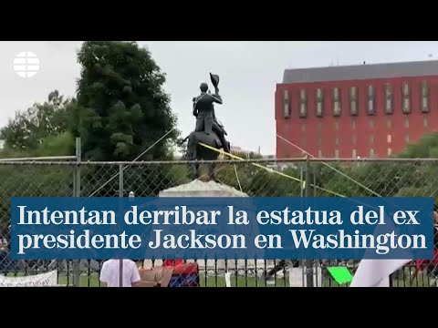 Intentan derribar la estatua del expresidente Jackson en Washington