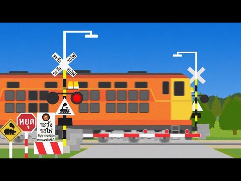 Thailand Railroad Crossing animaion  ข้ามทางรถไฟ  Complication タイの踏切アニメ総集編