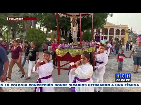 Niños participan con mucha fe en la tradicional procesión de semana mayor