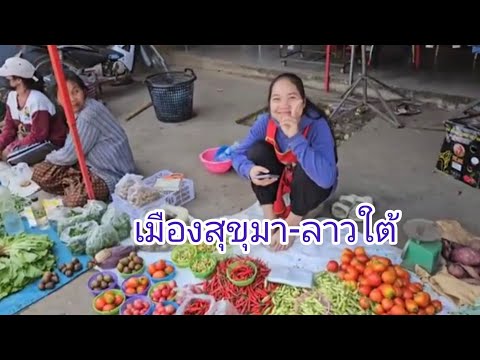 เที่ยวลาวใต้foodตลาดเมืองสุข