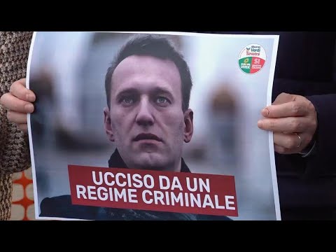 Protest outside Russian embassy in Rome after news of Navalny's death