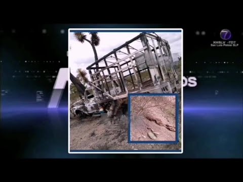 Encuentran camioneta incinerada con restos humanos en Villa de Ramos