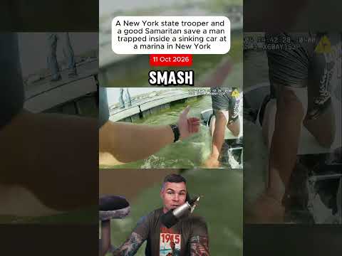 A <strong>New</strong> <strong>York</strong> <strong>state</strong> trooper and a good Samaritan save a man trapped inside a sinking car at a marina