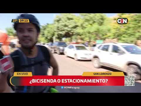 San Lorenzo: La bicisenda obstruida por vehículos