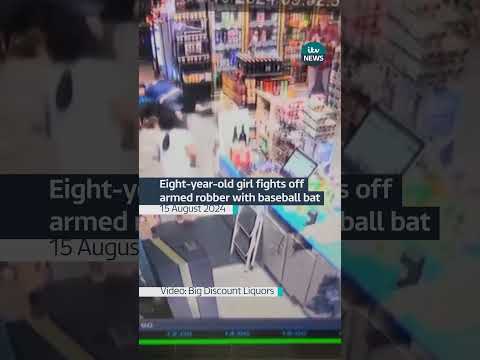Eight-year-old girl fights off armed robber with baseball bat #itvnews