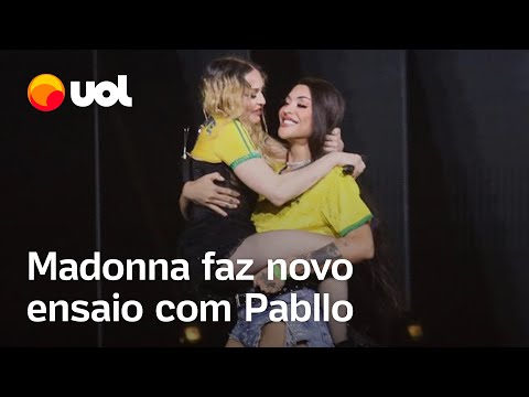 Madonna realiza novo ensaio em Copacabana com roupa verde e amarela ao lado de Pabllo Vittar