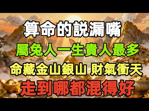 算命的説漏嘴：屬兔人一生貴人最多，命藏金山銀山，財氣衝天，走到哪都混得好