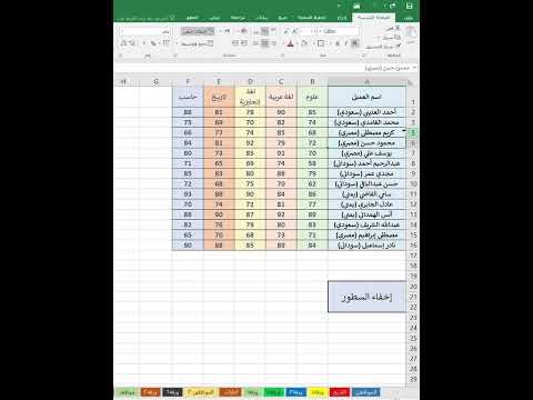 اخفاء الاسطر في الاكسيل