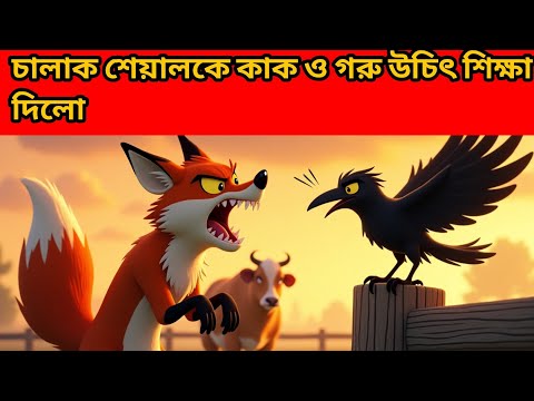 কাক গরু ও শেয়ালের গল্প | Crow Fox & Cow Story | #animalstory #fox #cow #cartoon #moralstories #fyp