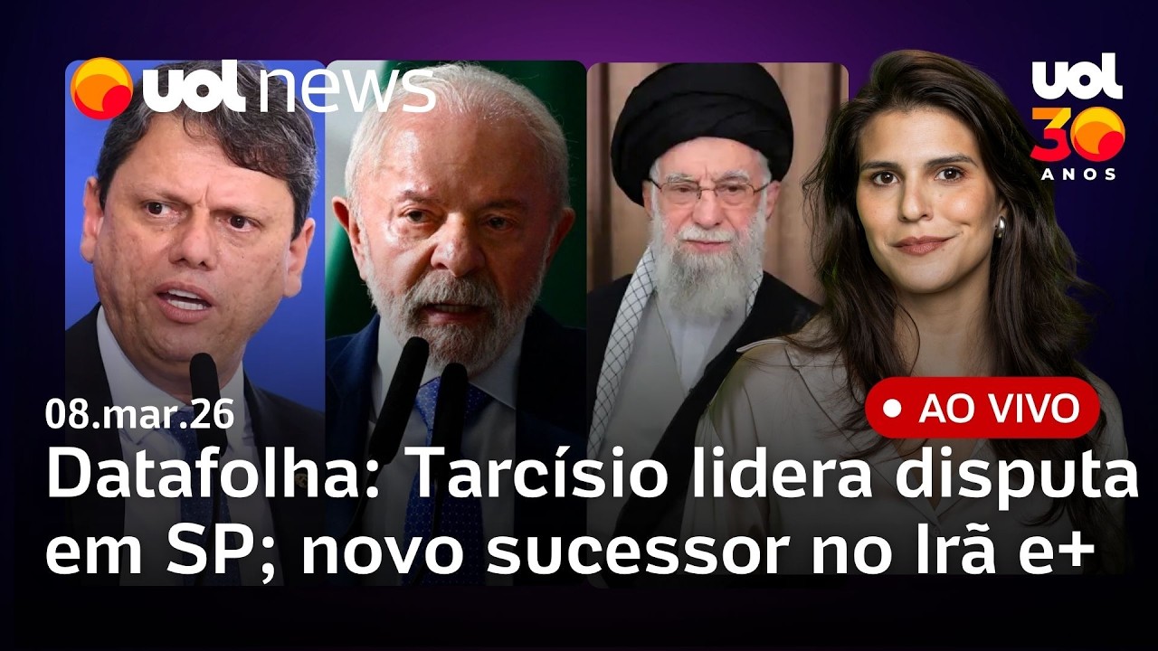 Datafolha: Tarcísio lidera em SP; Trump manda recado para próximo líder supremo do Irã e+ ao vivo