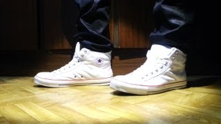 Converse Padded Collar 2 White and leather jeans - YouTube