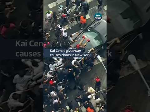 A games console giveaway ended in chaos in New York City #itvnews #kaicenat #gaming