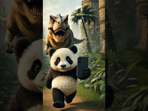 The Panda is Running Away From a Dinosaur Thief And is Filming With His Mobile Phone | #mrh_rasel