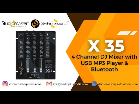 X 35 4 Channel DJ Mixer with USB MP3 Player & Bluetooth by Studiomaster Professional