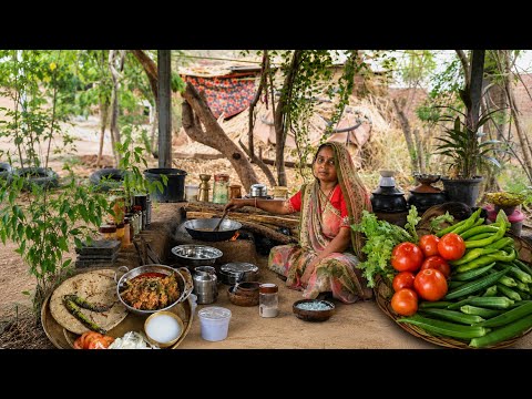 Indian Woman Cooking For The Family | Bhindi Masala Recipe | Natural Village Life