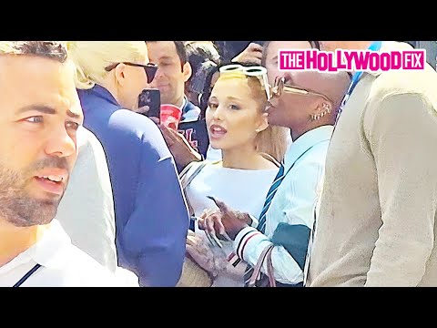 Ariana Grande & Lady Gaga Hug Each Other Goodbye While Leaving The Olympics With Frankie Grande