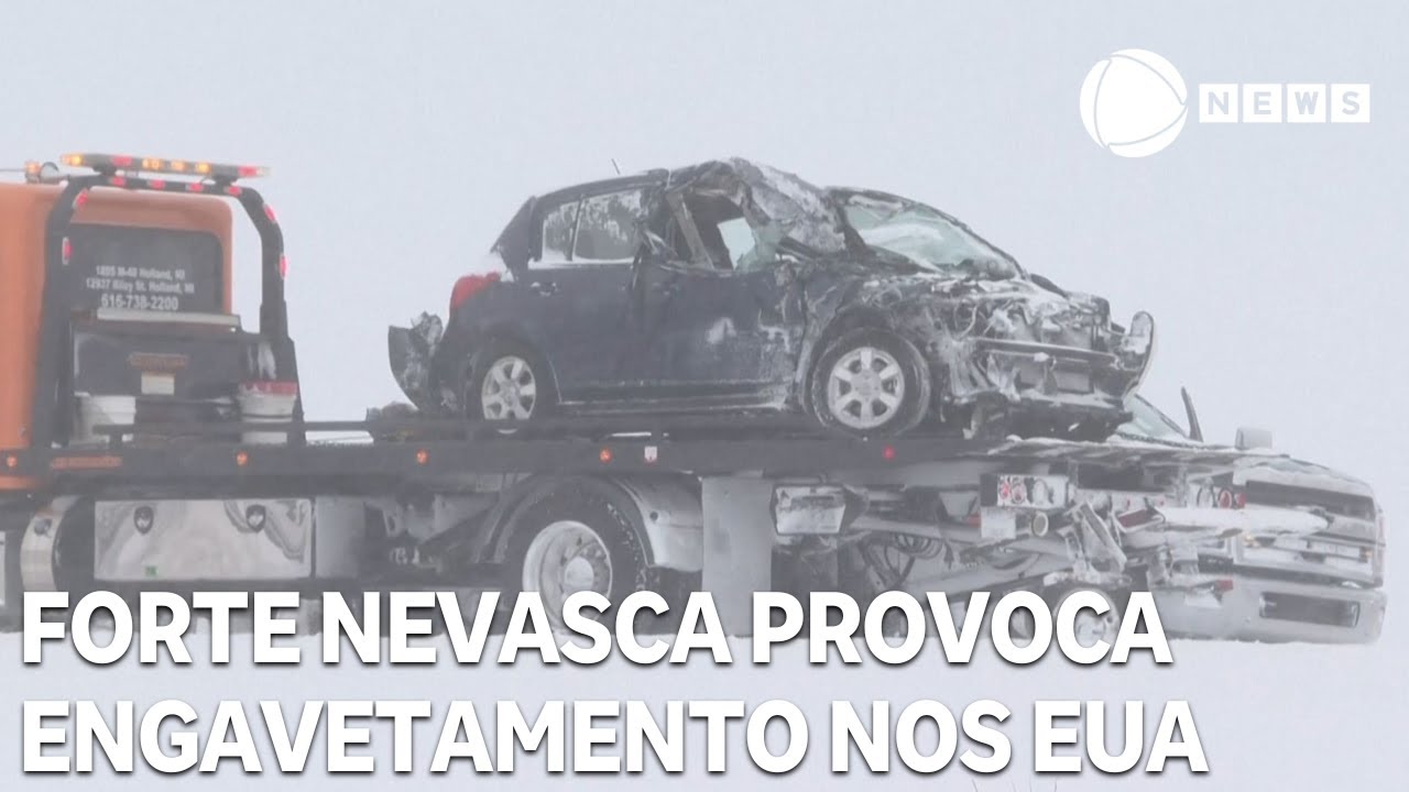 Nevasca provoca engavetamento com mais de 100 veículos em Michigan