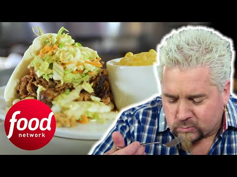 Guy Devours An Outstanding Asian-American BBQ Sandwich | Diners, Drive-Ins & Dives