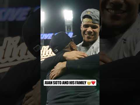 Juan Soto shares a special moment w/his family after the Yankees clinched a #WorldSeries berth ❤️