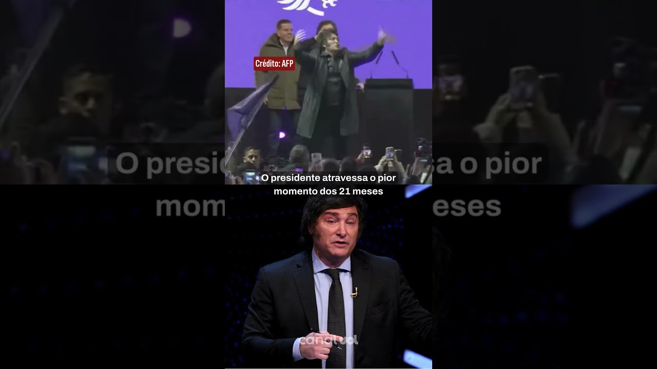 Comício de Javier Milei termina em socos pedradas e garrafadas na Argentina vídeo